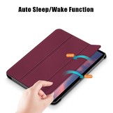 iPad Pro 11 inch 2018, 2020 en 2021 sleepcover hoes 3-vouw Bordeaux Rood