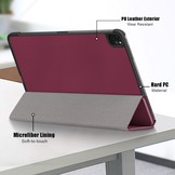 iPad Pro 11 inch 2018, 2020 en 2021 sleepcover hoes 3-vouw Bordeaux Rood