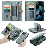 iPhone 13 Mini Vintage 2 in 1 portemonnee hoes Blauw