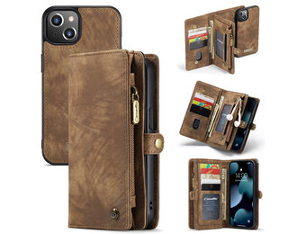 Caseme - vintage 2 in 1 portemonnee hoes - iPhone 13 Mini - Bruin