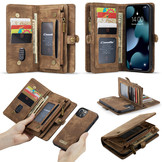 iPhone 13 Mini Vintage 2 in 1 portemonnee hoes Bruin