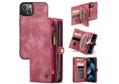 Caseme - vintage 2 in 1 portemonnee hoes - iPhone 13 - Rood