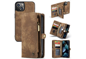 Caseme - vintage 2 in 1 portemonnee hoes - iPhone 13 - Bruin