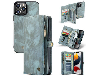Caseme - vintage 2 in 1 portemonnee hoes - iPhone 13 Pro Max - Blauw