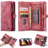 iPhone 13 Pro Max Vintage 2 in 1 portemonnee hoes Rood