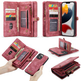 iPhone 13 Pro Max Vintage 2 in 1 portemonnee hoes Rood