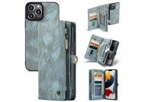 Caseme - vintage 2 in 1 portemonnee hoes - iPhone 13 Pro - Blauw