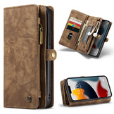 iPhone 13 Pro Vintage 2 in 1 portemonnee hoes Bruin