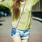 iPhone 13 Mini Backcover hoes Glitter Blauw met koord