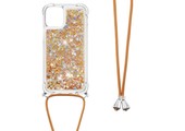 Lunso - Backcover hoes met koord - iPhone 13 Pro Max - Glitter Goud