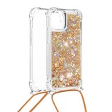 iPhone 13 Pro Max Backcover hoes Glitter Goud met koord