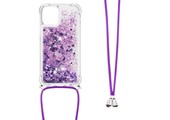 Lunso - Backcover hoes met koord - iPhone 13 Pro Max - Glitter Paars