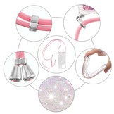 iPhone 13 Pro Max Backcover hoes Glitter Zilver met koord