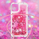 iPhone 13 Pro Max Backcover hoes Glitter Roze met koord