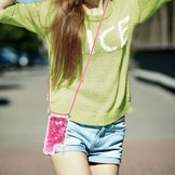 iPhone 13 Pro Max Backcover hoes Glitter Roze met koord