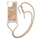iPhone 13 Pro Backcover hoes Glitter Goud met koord
