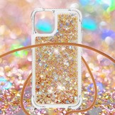 iPhone 13 Pro Backcover hoes Glitter Goud met koord