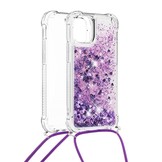 iPhone 13 Pro Backcover hoes Glitter Paars met koord