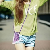 iPhone 13 Pro Backcover hoes Glitter Paars met koord