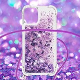 iPhone 13 Backcover hoes Glitter Paars met koord
