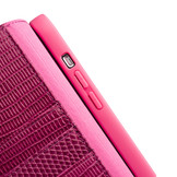 iPhone 13 Mini echt lederen bookcase hoes Croco Roze