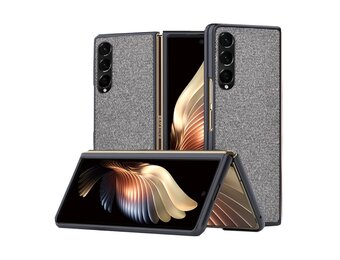 Lunso - Canvas cover hoes - Samsung Galaxy Z Fold3 - Grijs