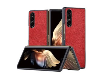 Lunso - Canvas cover hoes - Samsung Galaxy Z Fold3 - Rood