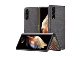 Lunso - Canvas cover hoes - Samsung Galaxy Z Fold3 - Zwart