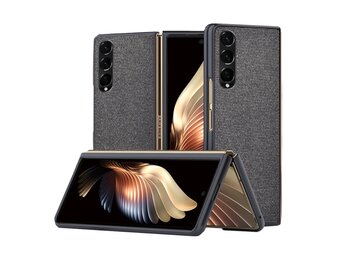 Lunso - Canvas cover hoes - Samsung Galaxy Z Fold3 - Zwart
