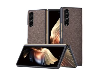 Lunso - Canvas cover hoes - Samsung Galaxy Z Fold3 - Bruin