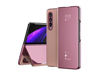 Lunso - Window view cover hoes - Samsung Galaxy Z Fold3 - Rose Goud