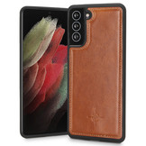 Samsung Galaxy S21 Backcover hoesje Echt Leer - Cognac