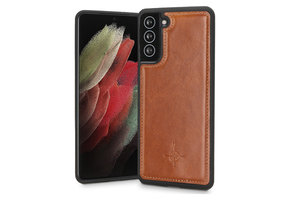 NorthLife - Samsung Galaxy S21 Plus - Backcover hoesje Echt Leer - Cognac