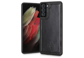 NorthLife - Samsung Galaxy S21 Plus - Backcover hoesje Echt Leer - Zwart