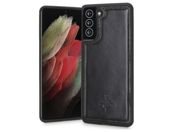 NorthLife - Samsung Galaxy S21 Plus - Backcover hoesje Echt Leer - Zwart