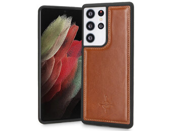 NorthLife - Samsung Galaxy S21 Ultra - Backcover hoesje Echt leer - Cognac