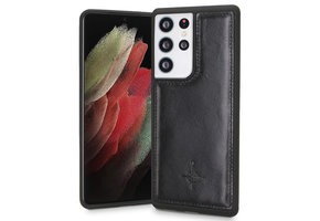 NorthLife - Samsung Galaxy S21 Ultra - Backcover hoesje Echt Leer - Zwart