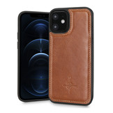 iPhone 12 Mini Leren Backcover hoes - Cognac