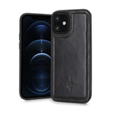 iPhone 12 Mini Leren Backcover hoes - Zwart