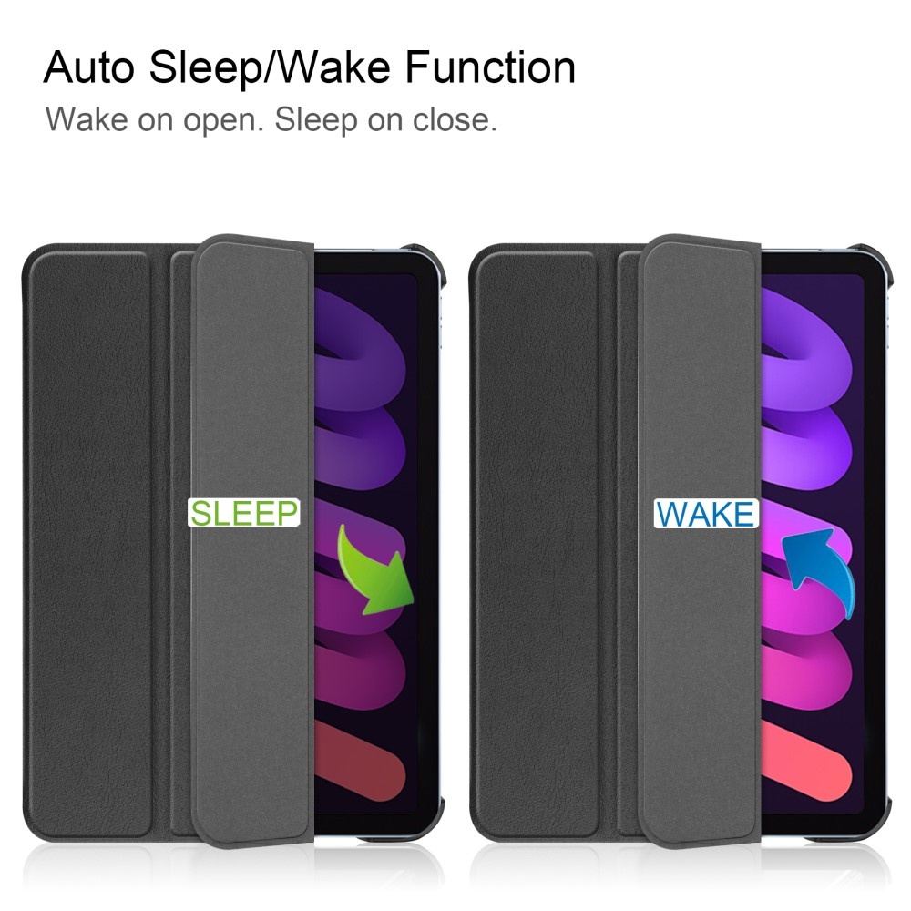 iPad Mini 6 2021 sleepcover hoes 3-vouw Zwart