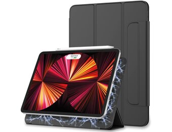 Magnetische 3-Vouw sleepcover hoes - iPad Pro 12.9 inch (2021) - Zwart