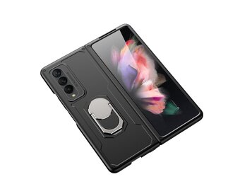 Lunso - Armor Guard backcover hoes met ringhouder - Samsung Galaxy Z Fold3 - Zwart