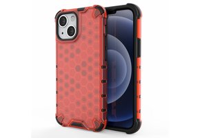 Lunso - Honinggraat Armor Backcover hoes - iPhone 13 Mini - Rood
