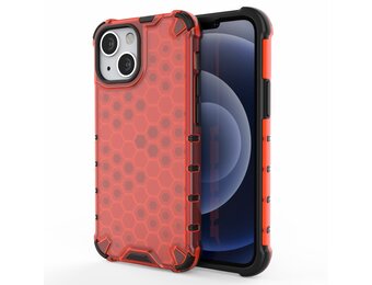 Lunso - Honinggraat Armor Backcover hoes - iPhone 13 Mini - Rood