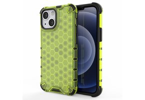Lunso - Honinggraat Armor Backcover hoes - iPhone 13 Mini - Fluor Geel