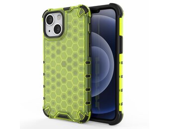 Lunso - Honinggraat Armor Backcover hoes - iPhone 13 Mini - Fluor Geel