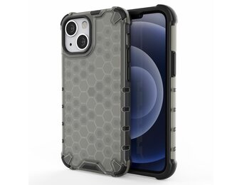 Lunso - Honinggraat Armor Backcover hoes - iPhone 13 Mini - Zwart