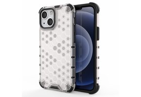 Lunso - Honinggraat Armor Backcover hoes - iPhone 13 Mini - Wit