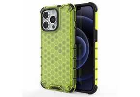 Lunso - Honinggraat Armor Backcover hoes - iPhone 13 Pro - Fluor Geel