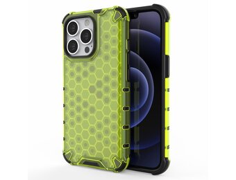 Lunso - Honinggraat Armor Backcover hoes - iPhone 13 Pro - Fluor Geel